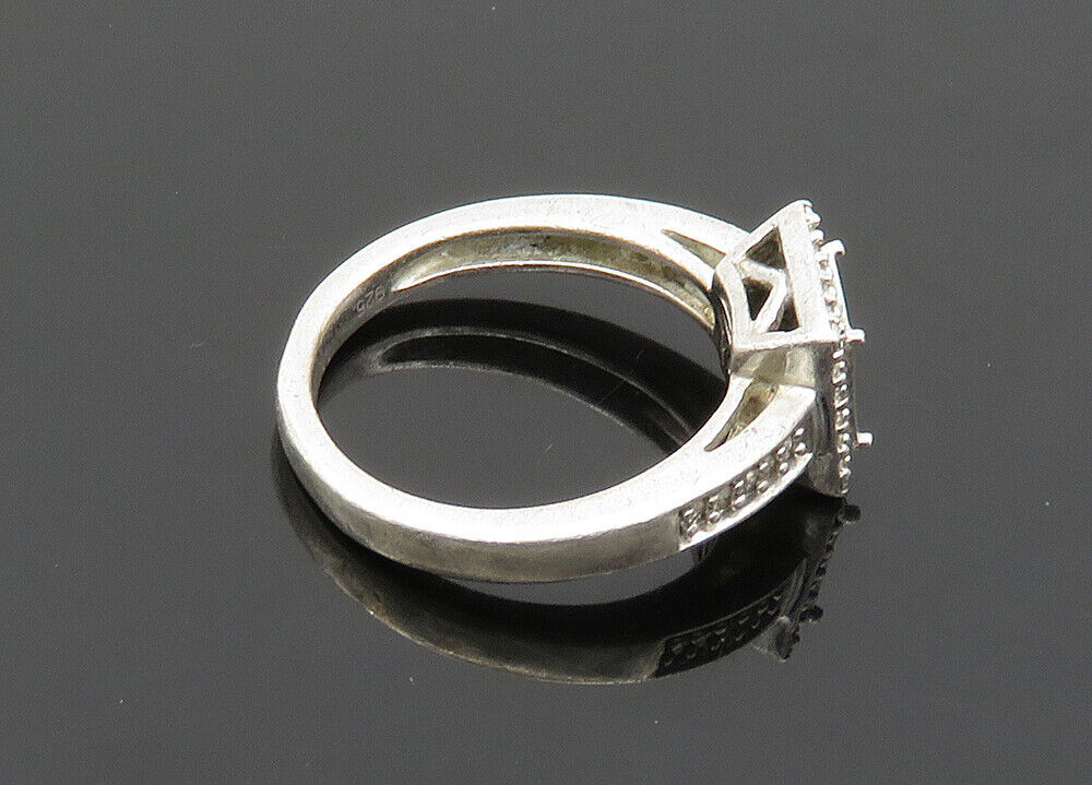 925 Sterling Silver  Vintage Genuine Diamonds Square Band Ring Sz 7  RG20418
