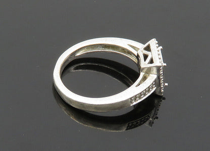 925 Sterling Silver  Vintage Genuine Diamonds Square Band Ring Sz 7  RG20418