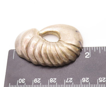 925 Sterling Silver Vintage Pendant Solid Carved Domed Sea Shell  PT22928