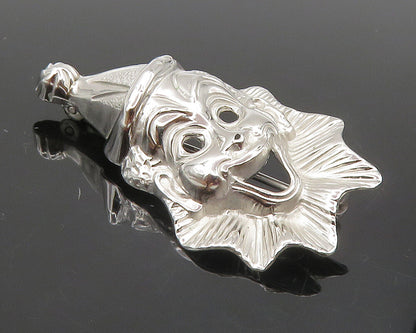 BEAU 925 Sterling Silver  Vintage Shiny Clown Face Motif Brooch Pin  BP3413
