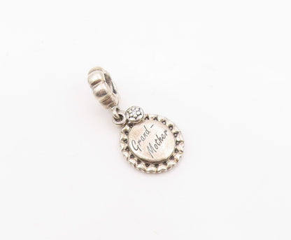 PANDORA 925 Sterling Silver  Vintage Petite Topaz Grandmother Pendant  PT19215