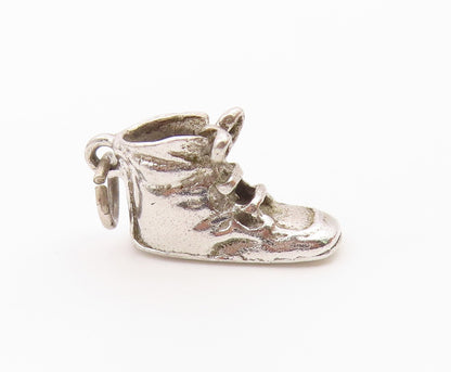 925 Sterling Silver  Vintage Old Fashioned Boot Shoe Shiny Pendant  PT18024