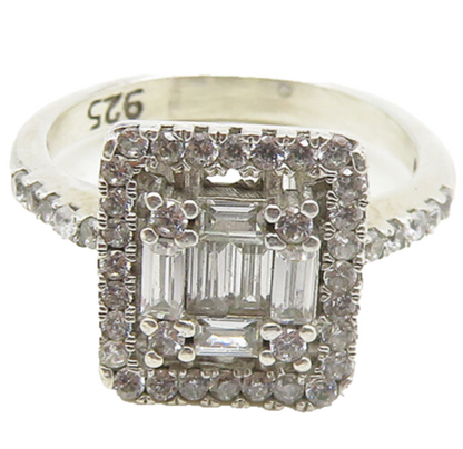 925 Sterling Silver  Shiny Cubic Zirconia Petite Band Ring Sz 4  RG17372
