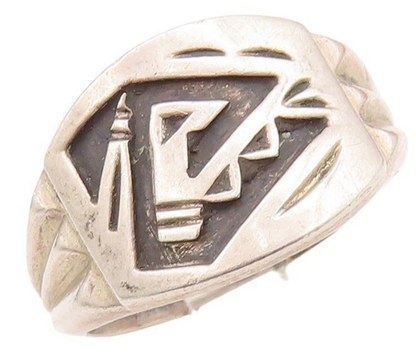925 Sterling Silver Vintage Ring Southwestern Design Solid Carved Sz 9 RG28605