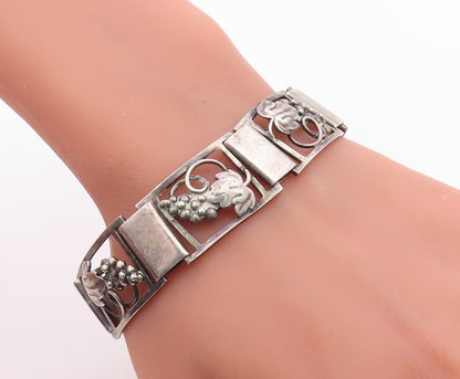 925 Sterling Silver Vintage Bracelet MUNKSGAARD DENMARK Grapes & Leaf  BT12041