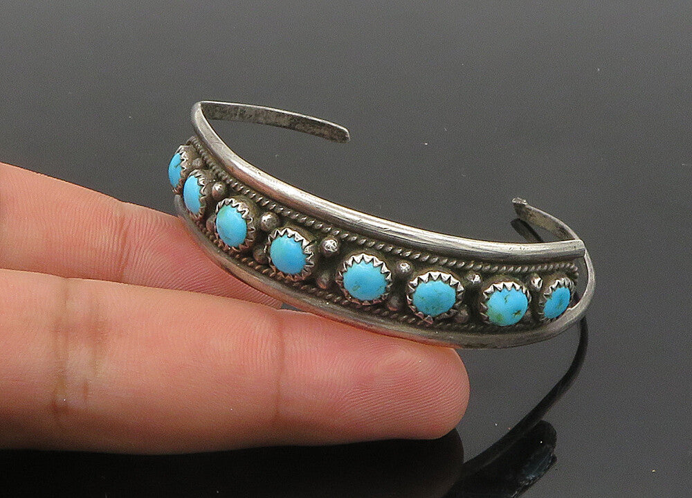 FA NAVAJO 925 Sterling Silver  Vintage Turquoise Oxidized Cuff Bracelet BT8504