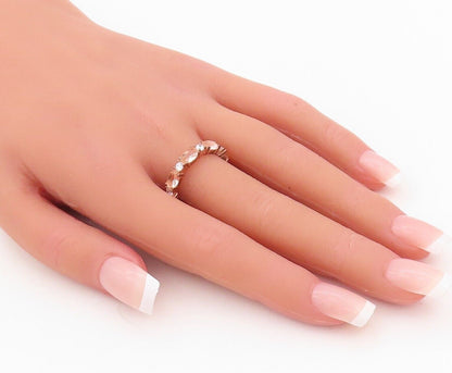 925 Sterling Silver Vintage Ring Rose Gold Plated Morganite & CZ  Sz 7  RG30171