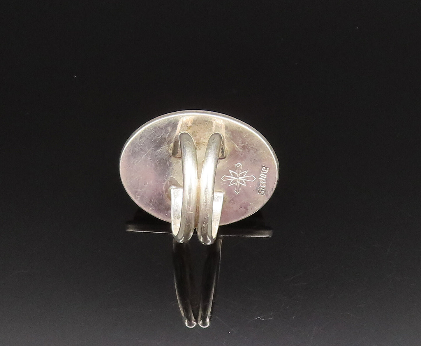925 Silver  Vintage Cabochon Baltic Amber Split Shank Ring Sz 6  RG25484