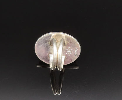 925 Silver  Vintage Cabochon Baltic Amber Split Shank Ring Sz 6  RG25484