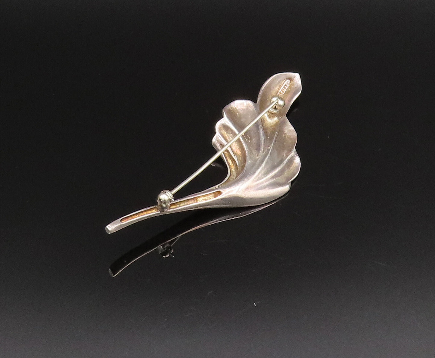 CHARLES KRYPELL 925 Silver  Vintage Fashion Scalloped Leaf Brooch Pin  BP9869