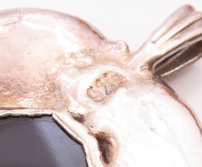 DESIGNER 925 Silver  Vintage Agate Slice Shiny Sculpted Pendant  PT15875