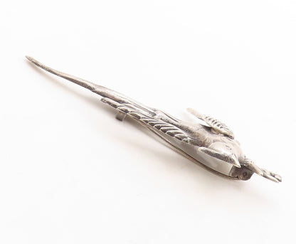 925 Sterling Silver Vintage Brooch Pin Antique Cutout Etched Flying Bird BP11295