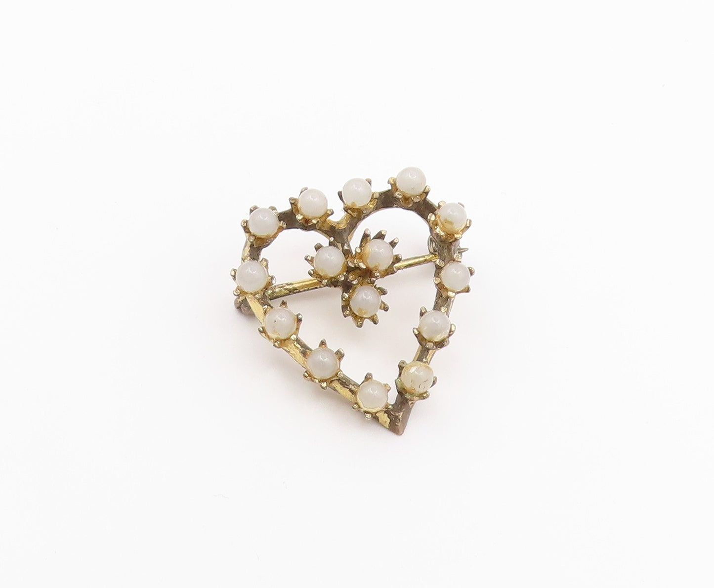 925 Sterling Silver  Vintage Antique Quartz Love Heart Brooch Pin  BP8735