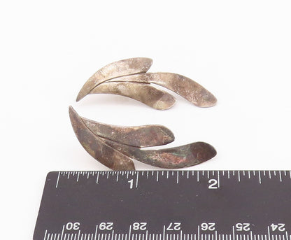 14k Gold 925 Sterling Silver Vintage Earrings Cutout Leaf Design  EG13630