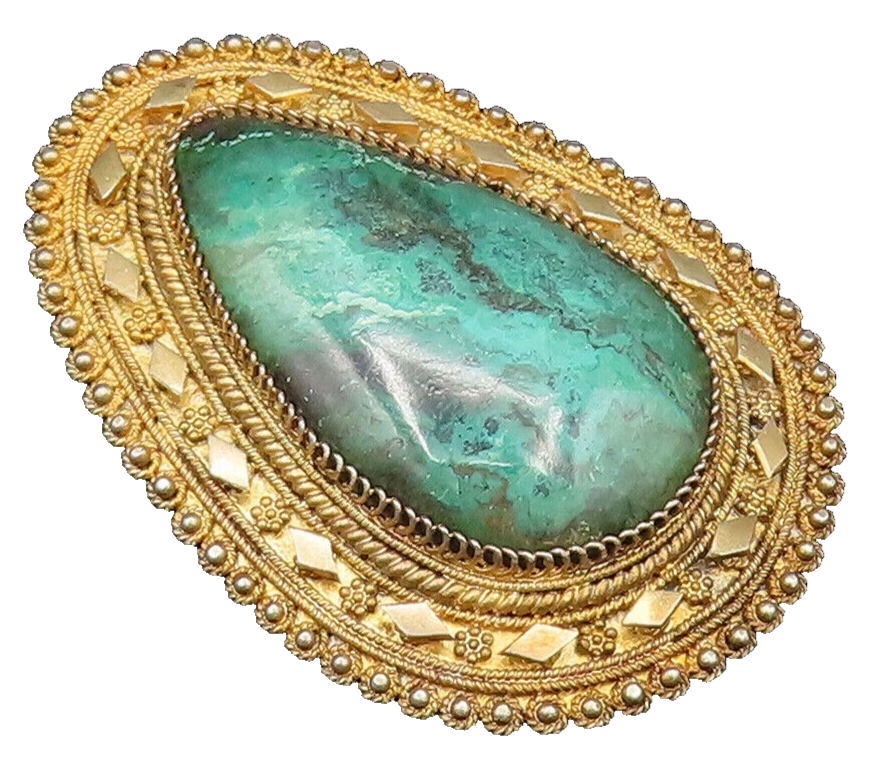 ISRAEL 925 Silver  Vintage Gold Plated Large Heavy Eilat Brooch Pin  BP9745