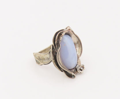CAROLYN POLLACK 925 Silver  Vintage Oval Agate Floral Ring Sz 10.5 RG26656