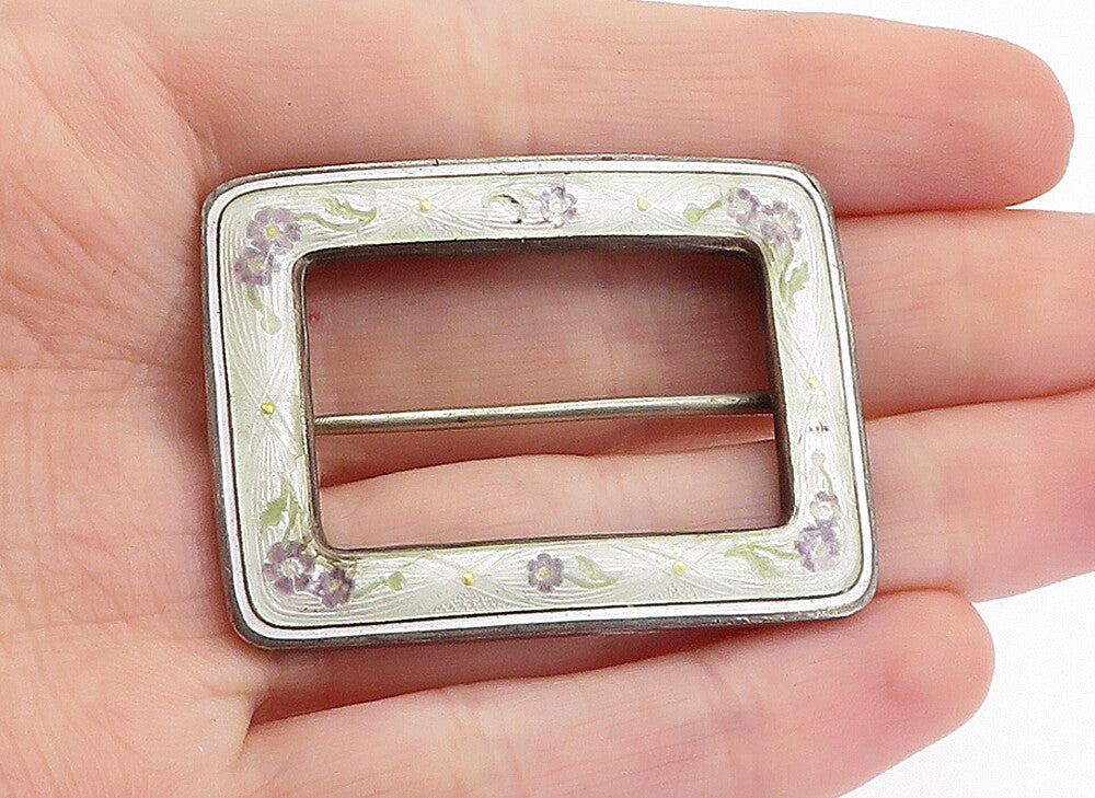 BERMUDA 925 Sterling Silver  Vintage Enamel Coated Floral Brooch Pin  BP2411
