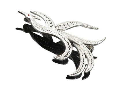 GERMANY 925 Sterling Silver  Vintage Shiny Filigree Floral Brooch Pin  BP3263