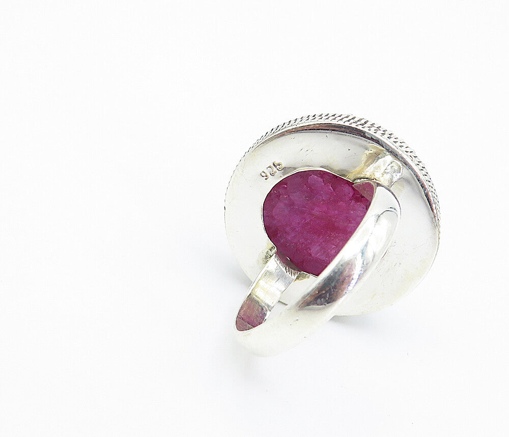 925 Sterling Silver Purple Agate Twist Border Cocktail Ring Sz 10 RG8426