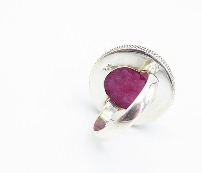 925 Sterling Silver Purple Agate Twist Border Cocktail Ring Sz 10 RG8426