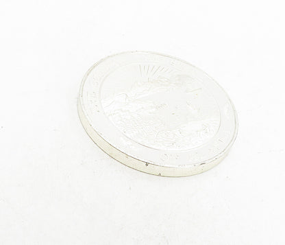 925 Sterling Silver  Shiny Seal Of The State Of Alaska Medallion Coin  TR1433
