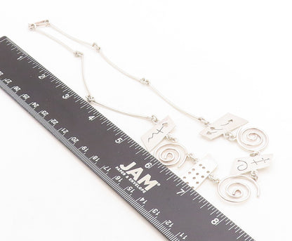 MEXICO 925 Sterling Silver  Shiny Arrow Cutout Spiral Chain Necklace  NE1798