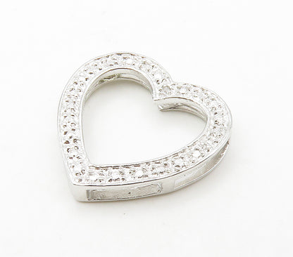 925 Sterling Silver  Genuine Diamond Open Love Heart Pendant  PT11821