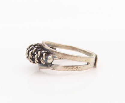925 Sterling Silver Vintage Ring Cutout Rope Coiled Adjustable  Sz 7  RG28209