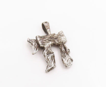 925 Sterling Silver Vintage Pendant Textured Hebrew Chai Symbol Charm  PT25957