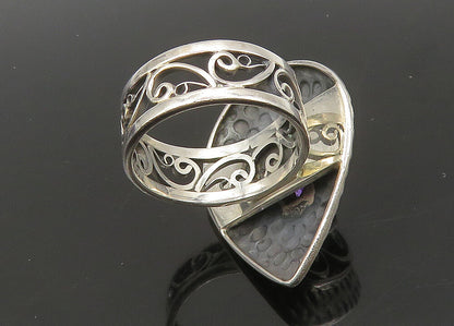 925 Sterling Silver  Vintage Tear Drop Amethyst Cocktail Ring Sz 7  RG22824