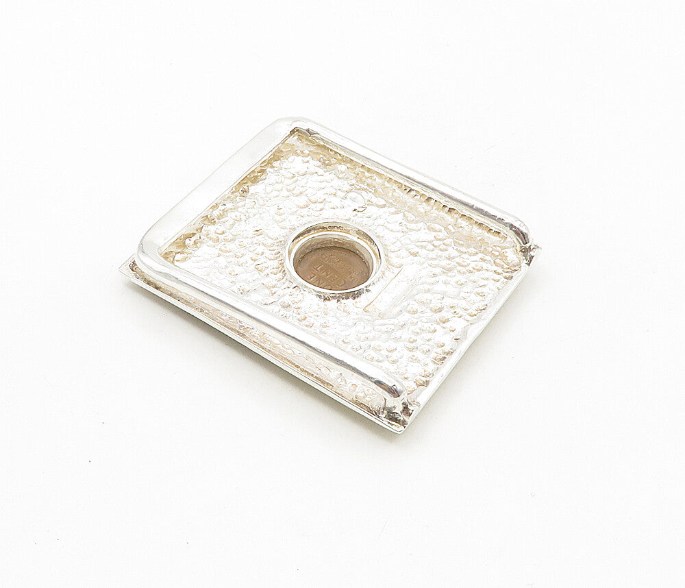 925 Sterling Silver  Vintage Penny Card Deck Clover Dice Money Clip  TR1524