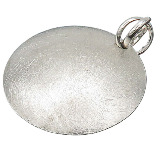 925 Sterling Silver  Vintage Shiny Etched Round Dome Drop Pendant  PT15536