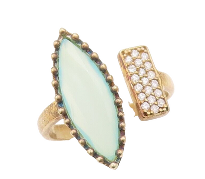 925 Sterling Silver Vintage Ring Gold Plated Designer Gemstone CZ Sz 7.5 RG29623