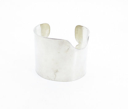 K. YOUNG 925 Sterling Silver  Vintage Modernist Wide Cuff Bracelet  BT2199