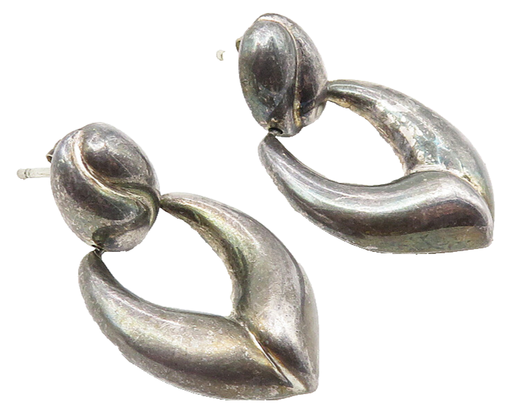 925 Sterling Silver  Vintage Dark Tone Smooth Hinge Drop Earrings  EG5785