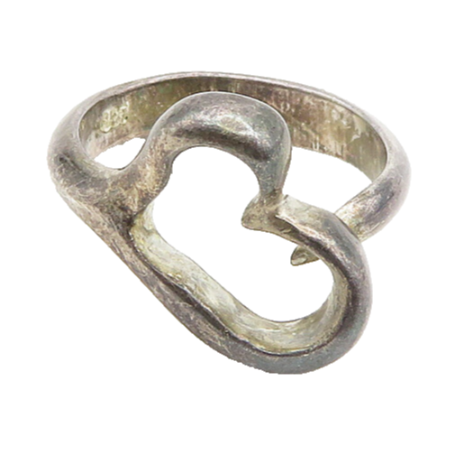 925 Sterling Silver  Vintage Dark Tone Love Heart Band Ring Sz 4.5  RG19380