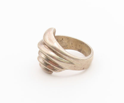 925 Sterling Silver Vintage Ring MEXICO Classic Ribbed Wave Band  Sz 7  RG36830