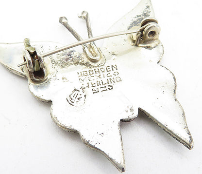 MEXICO 925 Sterling Silver Vintage Abalone Shell Butterfly Brooch Pin  BP1242