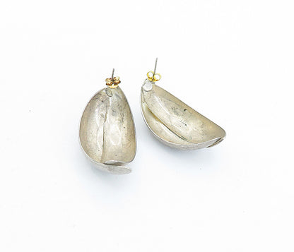 925 Sterling Silver  Vintage Dark Tone Pointed Curved Drop Earrings  EG2273