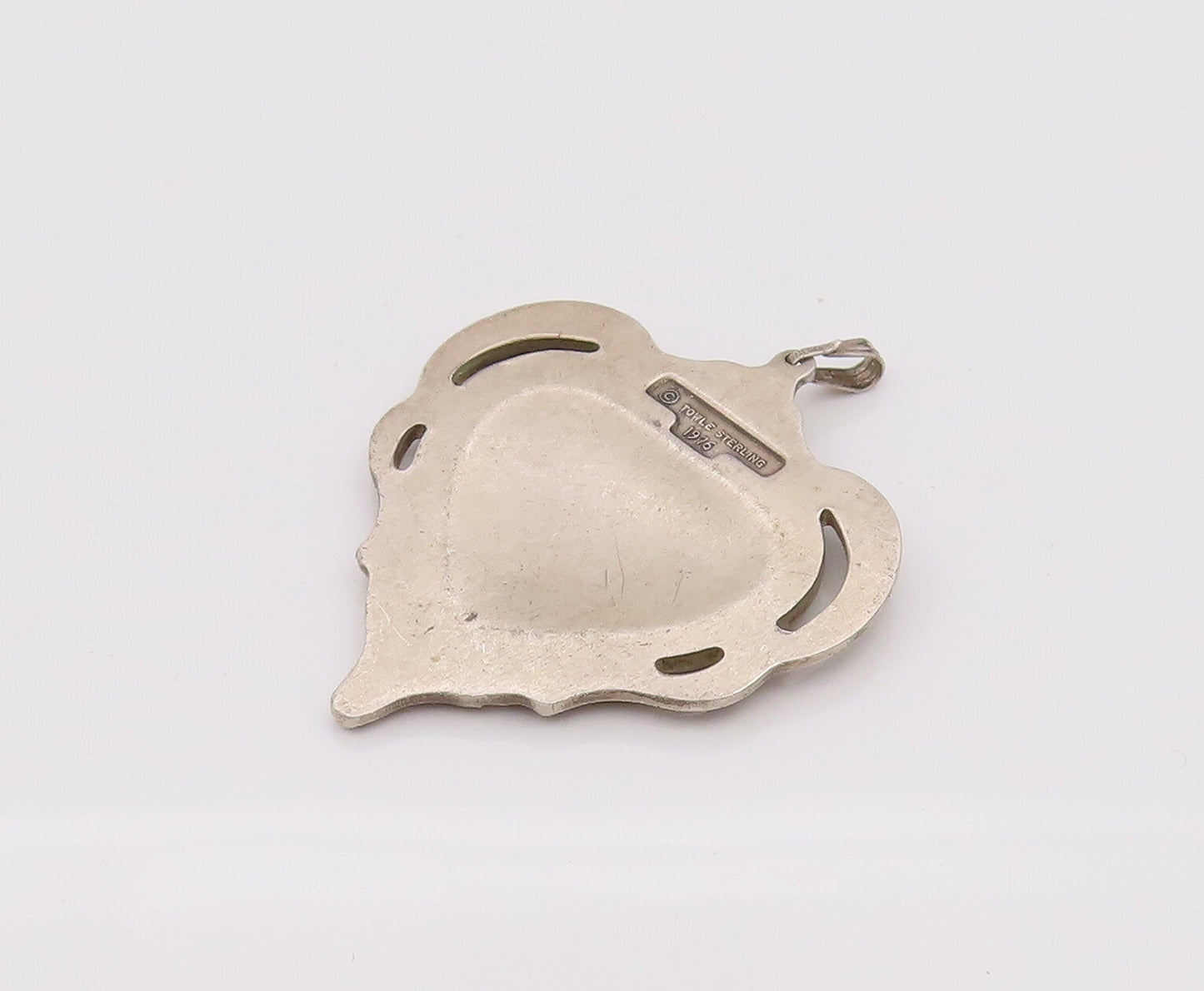 TOWLE 925 Sterling Silver  Vintage 1976 Floral Swirl Love Heat Pendant PT22177
