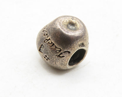 925 Sterling Silver  Vintage Petite Etched Number 1 Teacher Apple Bead  TR1862