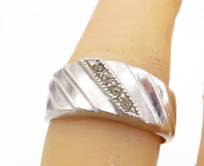 ESPO 925 Silver  Vintage Petite Topaz Shiny Graduated Band Ring Sz 7  RG6664