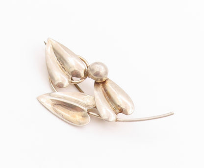 925 Sterling Silver Vintage Brooch Solid Leaved Cutout  BP11733