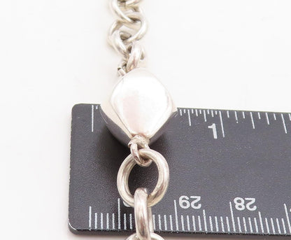 925 Sterling Silver  Shiny Hollow Diamond Shape Link Chain Necklace  NE1313