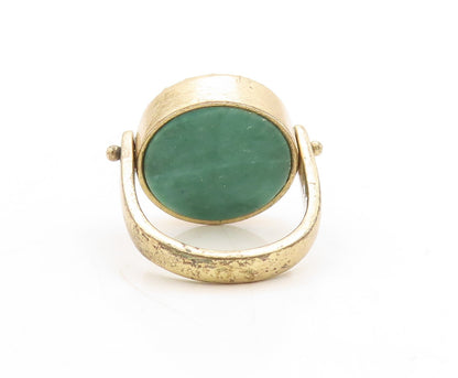 925 Sterling Silver Vintage Ring Gold Plated Double Sided Gemstone Sz 8  RG31256
