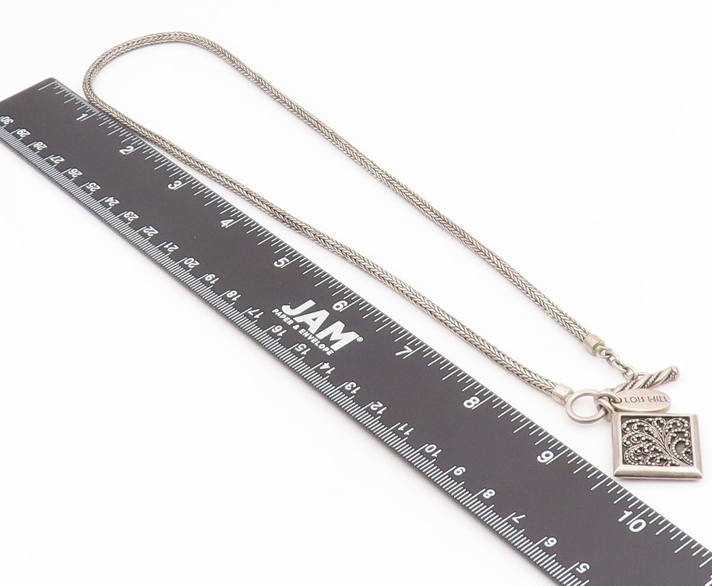925 Sterling Silver Vintage Necklace LOIS HILL Scrollwork Foxtail Toggle  NE4844