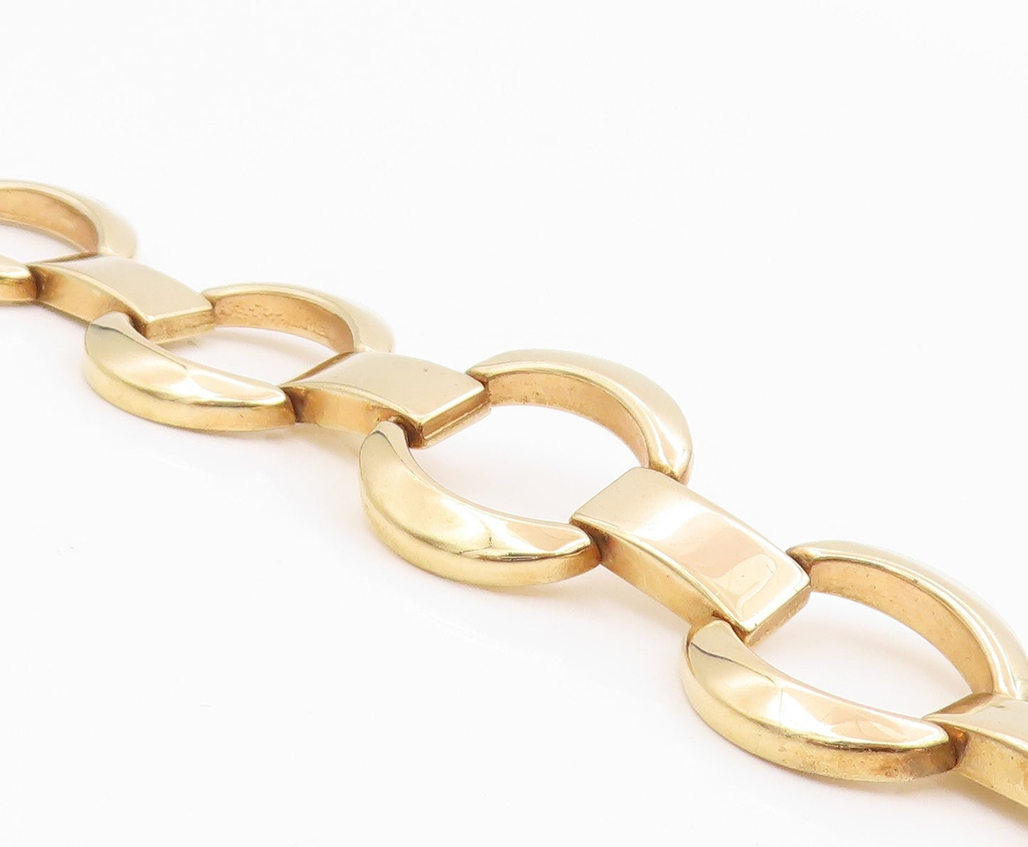 925 Sterling Silver Vintage Bracelet Gold Plated MILOR Geometric Link  BT11964
