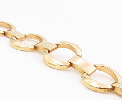 925 Sterling Silver Vintage Bracelet Gold Plated MILOR Geometric Link  BT11964