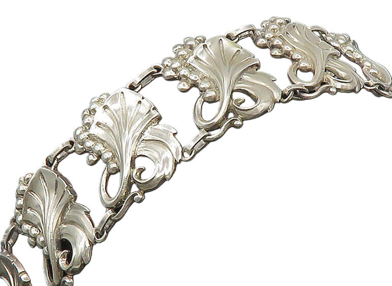 VIKINGCRAFT 925 Silver  Vintage Shiny Leaf Vine & Grapes Bracelet  BT9357