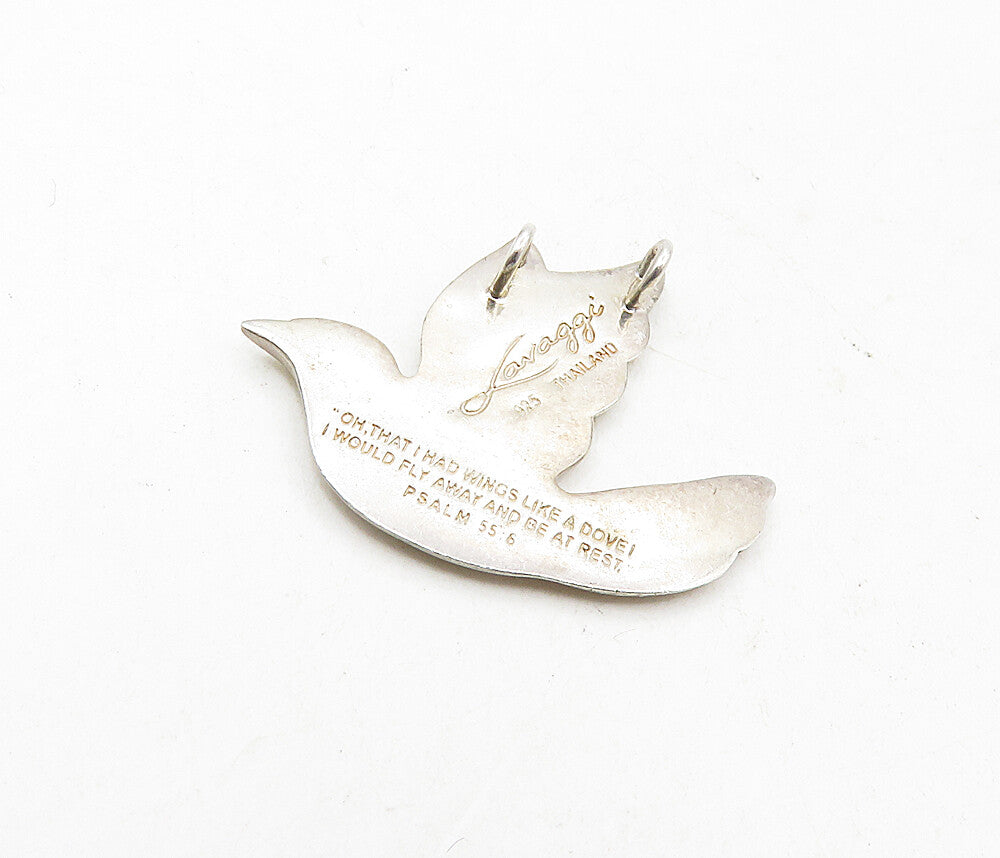925 Sterling Silver  Vintage Shiny Petite Flying Dove Motif Pendant  PT6553